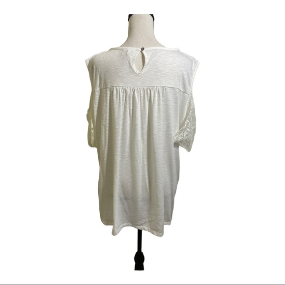 EST 1946 cold Shoulder lace blouse keyhole back. Cream plus size 22/24W. - Picture 5 of 10